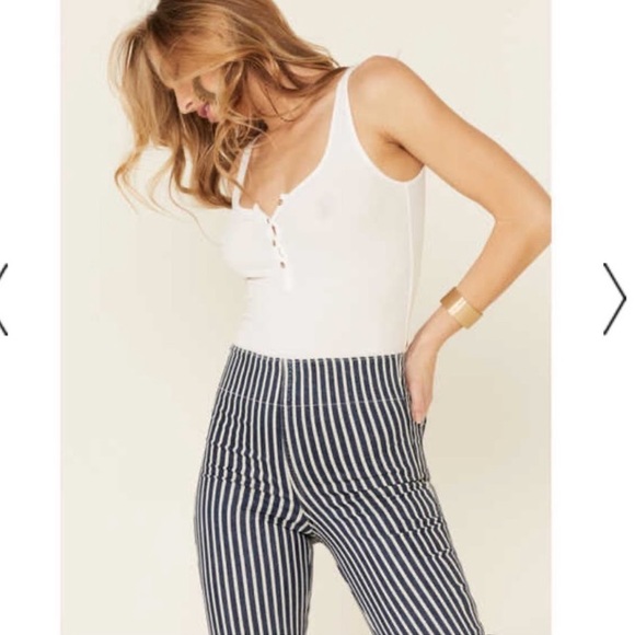 Show Me Your MuMu Berkeley Bells Striped Flare Leg Jeans - Picture 8 of 11